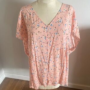 Torrid Peach Floral V-Neck Blouse